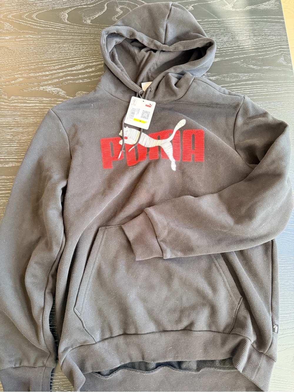 Puma Black Hoodie with Red Logo and White Puma